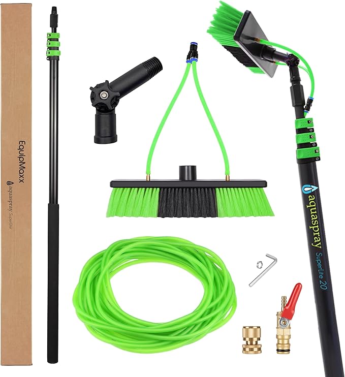 Lightweight 20 Feet Solar Panel Cleaning Brush &amp Pole Water Fed Pole Kit Window Cleaner &amp Solar Panel Cleaning System Washing Equipment Tool Solution
