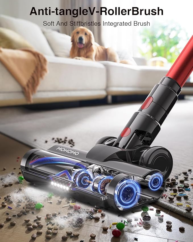 Cordless Vacuum Cleaner 650W/55KPa 70Mins Vacuum Cleaners for Home Self-Standing Stick Vacuum with Anti-Tangle Brush &amp OLED Touch Screen Vacuum Cleaner for Hardwood FloorsCarpetPet HairCar (