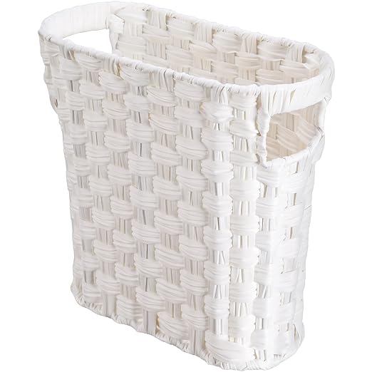 Wicker Waste Basket with Built-in Handles Multifunctional Mini Basket for Home and Office Compact Design and Durable Construction with Fine Artisanal Craftsmanship (White)