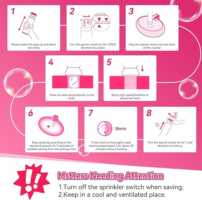 Foaming Drain Cleaner Sink Cleaner and Deodorizer Drain Clog Remover for Kitchen Sinks Tubs Shower Drains (2 Pcs)