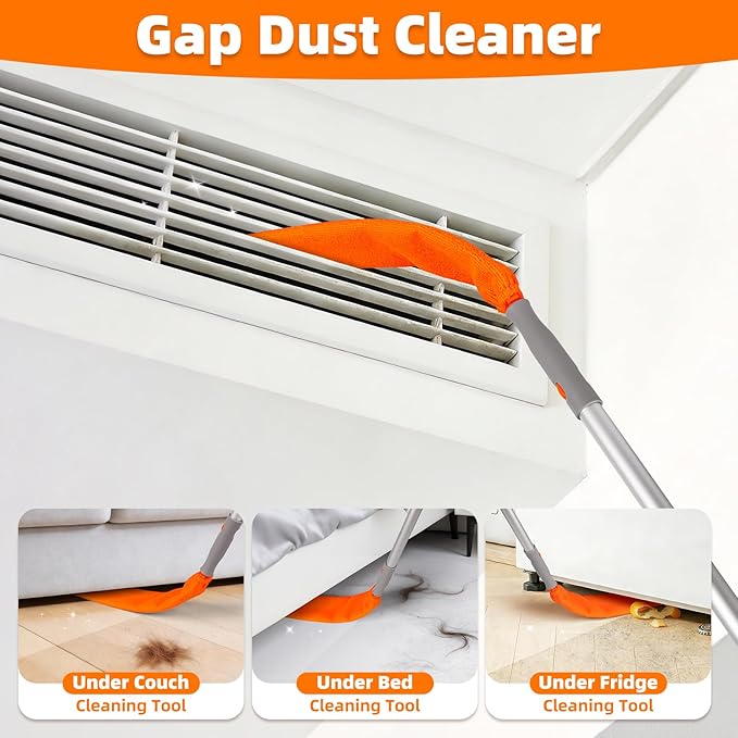 Ceiling Fan Cleaner Duster with 6 Ft/77'' Extension Pole Multi-Functional Chenille Duster Cleaner Kit for Cleaning Fan Blade Baseboard Blind Cobweb High Ceiling Walls - Reusable &amp Machine Wash