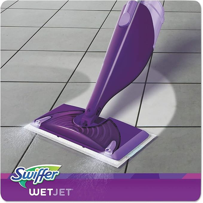 Swiffer 92811CT WetJet Mop Starter Kit 46-Inch Handle Silver/Purple 2/Carton