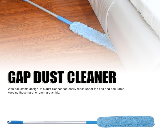 Extendable Long Handle Duster Bendable Head Dust Removal Multipurpose Soft Coral Fleece for Furniture Cracks Corner Adjustable Retractable Design Lightweight Aluminum Pole