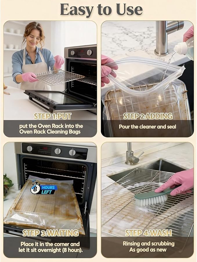 Reusable Oven Liner - Appliance Part Scrubber for Sanitizing | Leakproof Poly Material with Reinforced Seams &amp Extra Large Capacity for Toaster Trays Microwave Inserts Grill Mesh and Skillets