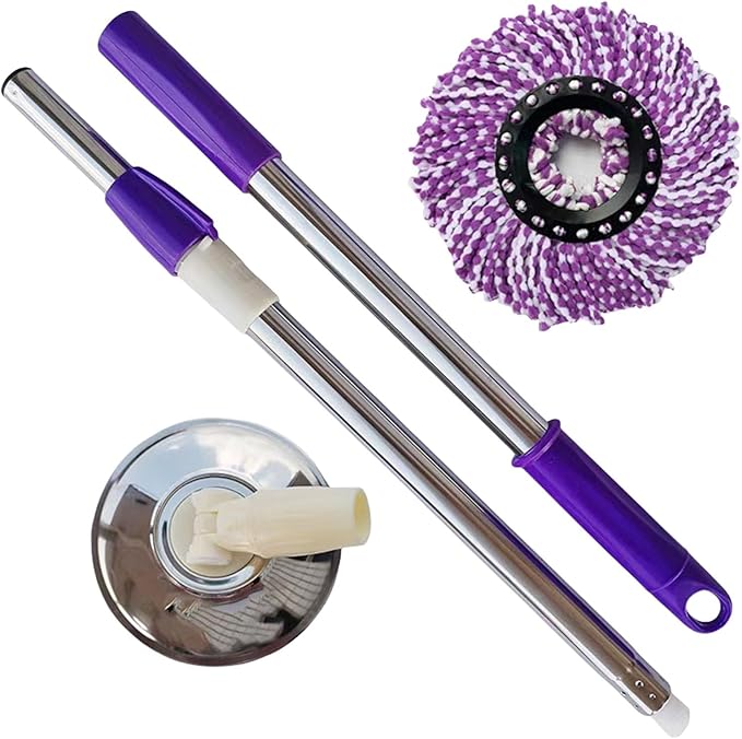 Efficient Rotating Floor Mop Quick Drying Mechanism Household Tool with Removable Head Stainless Steels Rod
