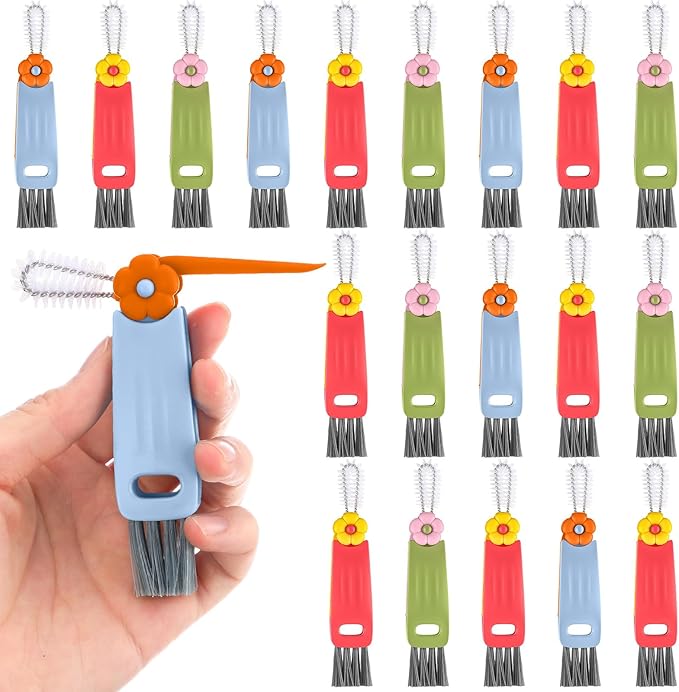 20 Pack 3-in-1 Cup Lid &amp Gap Cleaning Brush Bulk Multifunctional Bottle Cleaning Brush Set for Cup Lid Gap and Corner Brushes Home Kitchen Clean Brushes Tools