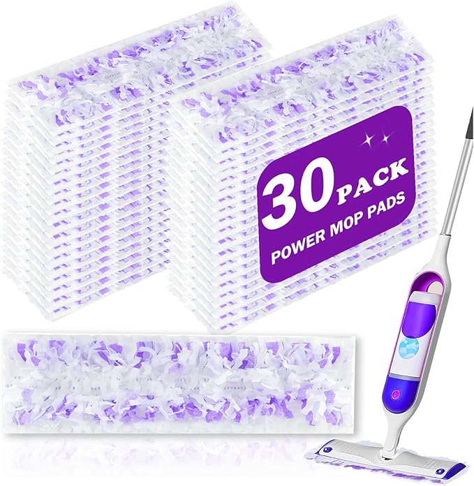 30 Pack Disposable Power Mop Pads for Swiffer Power Mop - Multi-Surface Floor Cleaning Mop Pads Compatible with Swiffer Wet Pads Refill 12 Layers Thickened Durable | 5X Cleaning Power