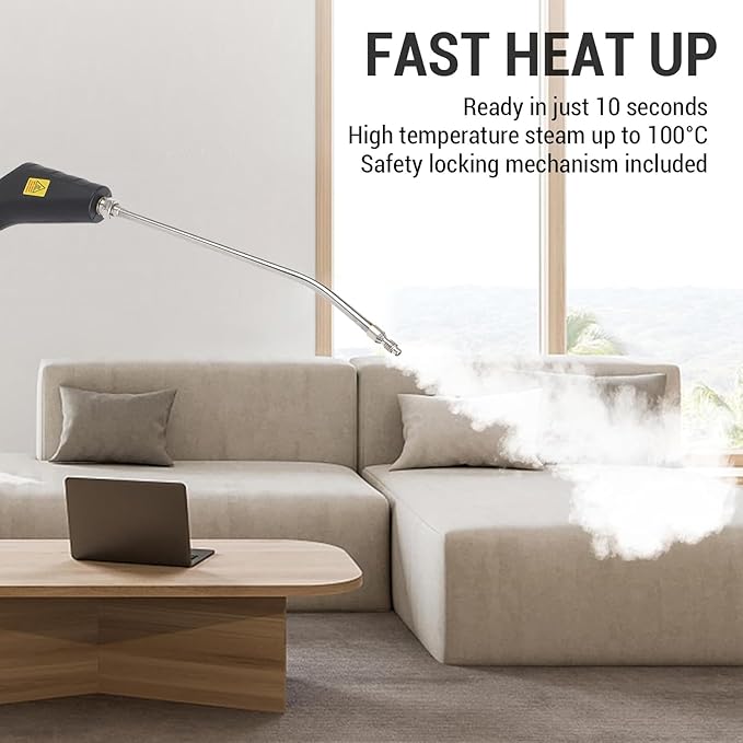 Easily Tackle Stubborn Stains 1200W Handheld Steam Cleaner Portable Car Steamer Multi Functional for Kitchen Bathroom Tile with Steel Brush Plastic Brush and Large Plastic (US