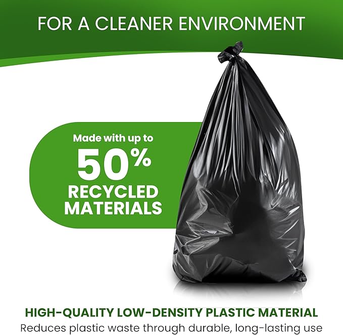 Betta 13 Gallon Black Trash Bags 150 Count Box (24x32-inch) Commercial Heavy-Duty Garbage Can Liners for 10-13 Gallon Round Cans 8-12 Gallon Slim and Square Cans