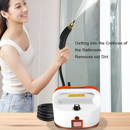 1600W Handheld Steam Cleaner Machine with 3 Brush Accessory Set Cleaning Portable High Pressure Car Steamer Mini Power Cleaning Steamer for Kitchen Furniture Bathroom Floor Car (Color : Orange)