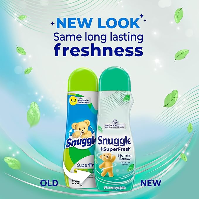 Snuggle SuperFresh In Wash Scent Booster 21 Oz Pack of 4 Morning Breeze Laundry Beads for Long-Lasting Freshness Fragrance Enhancer for Clothes Bedding &amp Activewear HE Safe