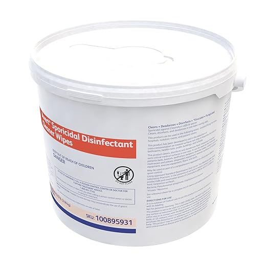 Diversey 100895931 Avert Sporicidal Disinfectant Cleaner Hospital Grade Kills C. Difficile Spores Extra Large Size Wipes 160-Wipes 1-Bucket