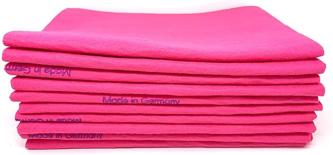10 Pack Extra Large Original German Shammy Cloths Chamois Towels Super Absorbent for Pets Parenting Tool Cleaning for Home and Commercial Use Wholesale Bulk (Pink)
