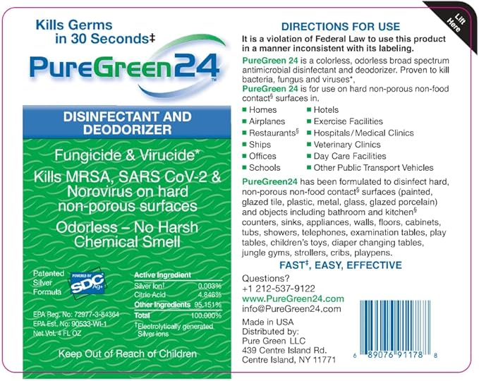 Safe &amp Effective Disinfectant. Kills Deadly Germs including RSV COVID-19 Norovirus MRSA Staph 2026 flu Bird flu Contains no toxic chemicals odorless child &amp pet safe 3 4oz spray bottles