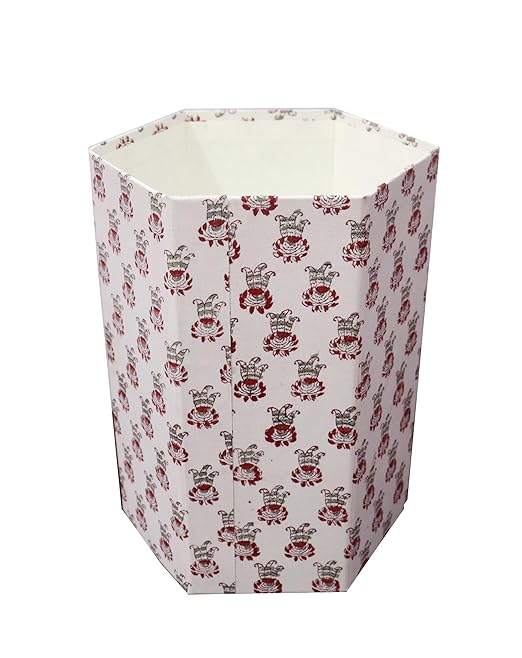 Generic Floral Hand Block Print Paper Dustbin Cotton Printed Wastebasket Indian Vintage Home Decor Hotel Room Decor (1 Small Botti)