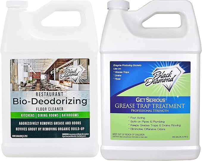 Restaurant Bio-Deodorizing Floor Cleaner Heavy Duty Commercial Concentrated Enzyme Degreaser and Odor Eliminator for Use in Mopping Bathroom Kitchen and Dining Room. Removes Grease and Urine Odors
