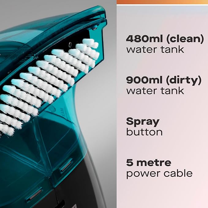 Hausmeister Hydroflex Portable Carpet Cleaner Machine Upholstery Cleaner Machine for Couch Car Seats &amp Pet Stains 500W Powerful Handheld Deep Cleaner with 3 Brush Heads
