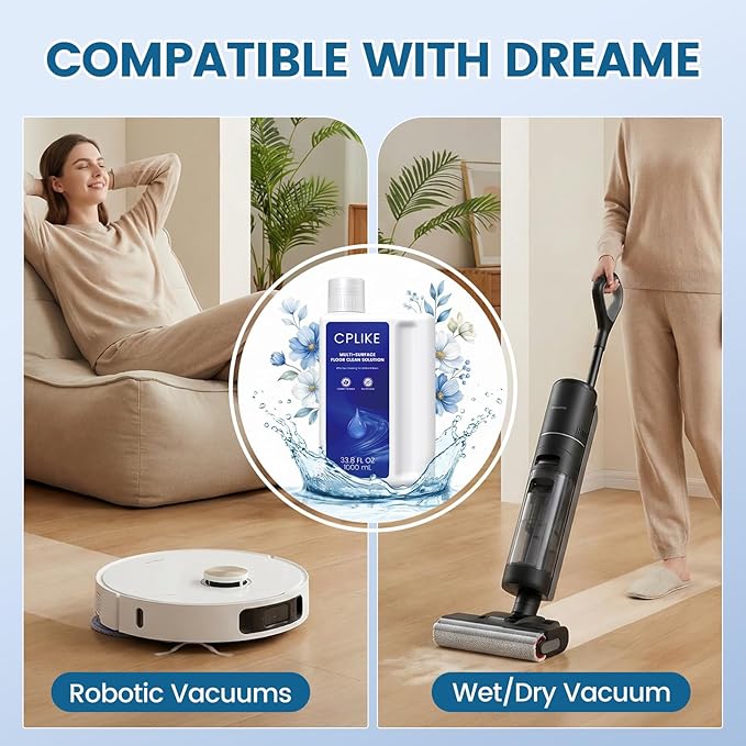 Floor Cleaning Solution Compatible with Dreame Cleaning Solution Multi-Surface Floor Cleaner for All Dreame Wet Dry Vacuum Cleaners &amp Robot Vacuums 33.8 fl oz
