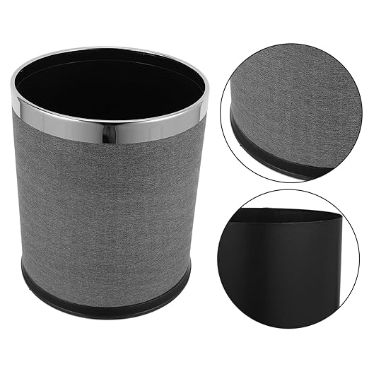 Zerodeko Retro Round Trash Can Elegant Waste Basket for Bathroom Hotel Ktv and Guesthouse Vintage Design with Removable Inner Bucket for Convenient Waste Management