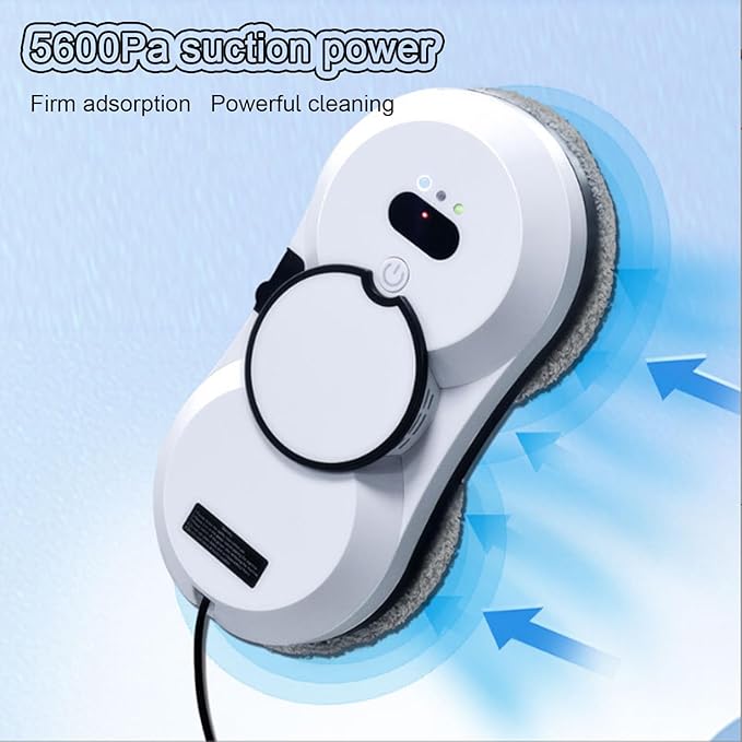 Window Cleaning Robot Automatic Water Spray Double Suction Cup Suction Ups Power Protection Wireless Remote Control Command Suitable for Indoor and Outdoor Window GlassWhite