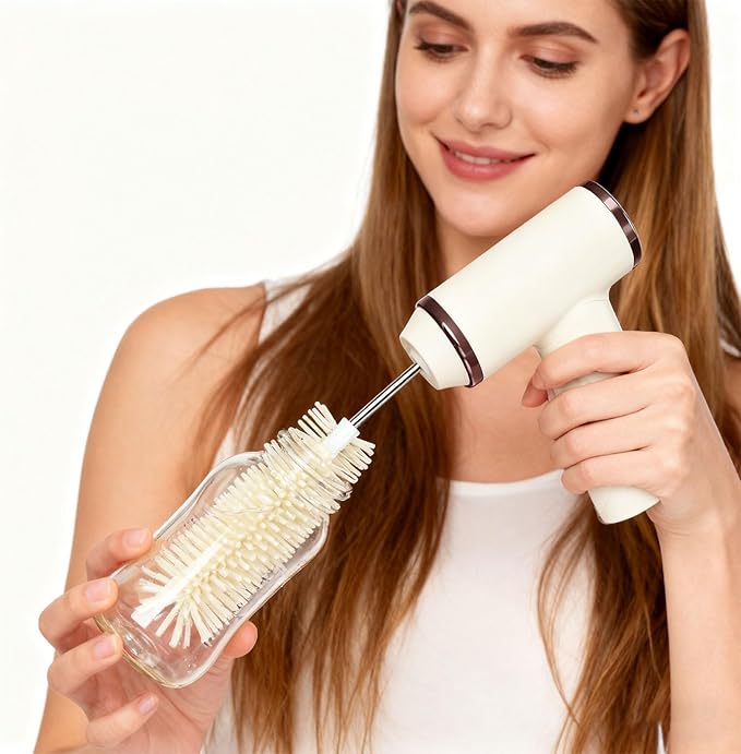 Electric Infant Bottle Brush Set Pace Motor 360 Rotation Silicone Bristles 12Inch Profound Cleanser Rechargeable