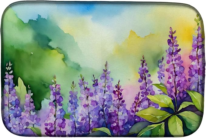 Caroline's Treasures DAC1645DDM Idaho Syringa in Watercolor Dish Drying Mat Absorbent Dish Drying Mat Pad for Kitchen Counter Dish Drainer Mat for Countertop 14 x 21 Multicolor