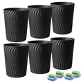 YGJT Small Trash Can 6 Pack 1.8 Gallons Bathroom Trash Can Slim Waste Basket Round Garbage Can Plastic Trash Bin for Kitchen Dorm Bedroom Office Living Room Study Compact Spaces(Black)