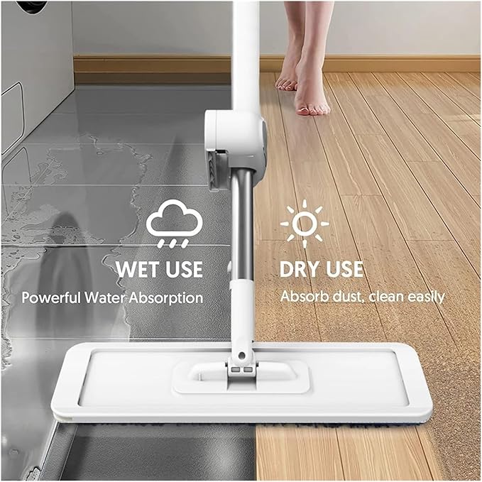 Compatible for Floor Mop 360° Rotatable Mops Microfiber Lazy Reusable Household Hardwood Cleaning Wet Dry Tools(32cm 6clths)