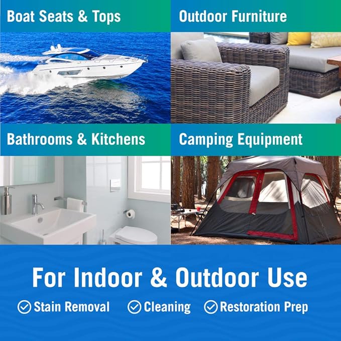 Better Boat Mold and Mildew Stain Remover 1 Gallon for Fabric Vinyl Tile Grout Removes Mold Stains on Boat Seats Bathroom Shower Patio Furniture Carpet Canvas