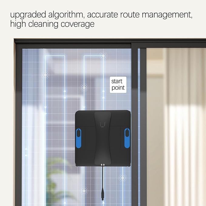 Window Cleaning Robot 2600Pa Smart Glass Cleaning Robot Vacuum Cleaner Robotic Window Cleaning Tool for Indoor/Outdoor/High-Rise Building Windows White
