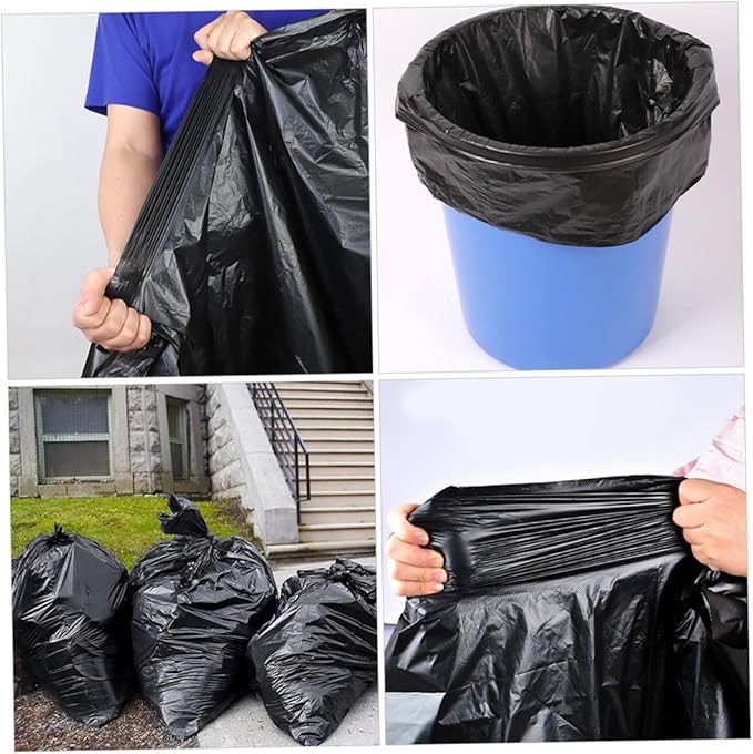 50pcs Large Heavy Duty Garbage Bags 80x100cm Black Contractor Trash Bags for 100l Bins Outdoor Commercial Kitchen Waste Disposal