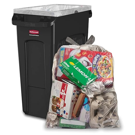 Aluf Plastics 23-26 Gallon 0.9 MIL Clear Garbage Bags With Drawstrings Fits Slim Jim Trash Cans - 28.5 x 39 - Pack of 200 - For Home Office Industrial &amp Municipal