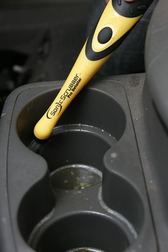 Vehicle Detailing Set - High Power Car Cleaning Brush - Includes 4 Brush Heads - Suitable for Interior &amp Exterior - Ideal for Cars Bikes and Motorhomes - AA Batteries Included