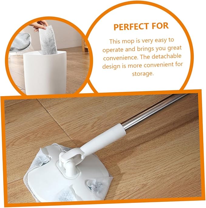 Toyvian Retractable Dust Mop with Face Towel Refill No-wash Handheld Floor Cleaning Mop for Household Dust Removal on Hardwood and Vinyl Plank Floors