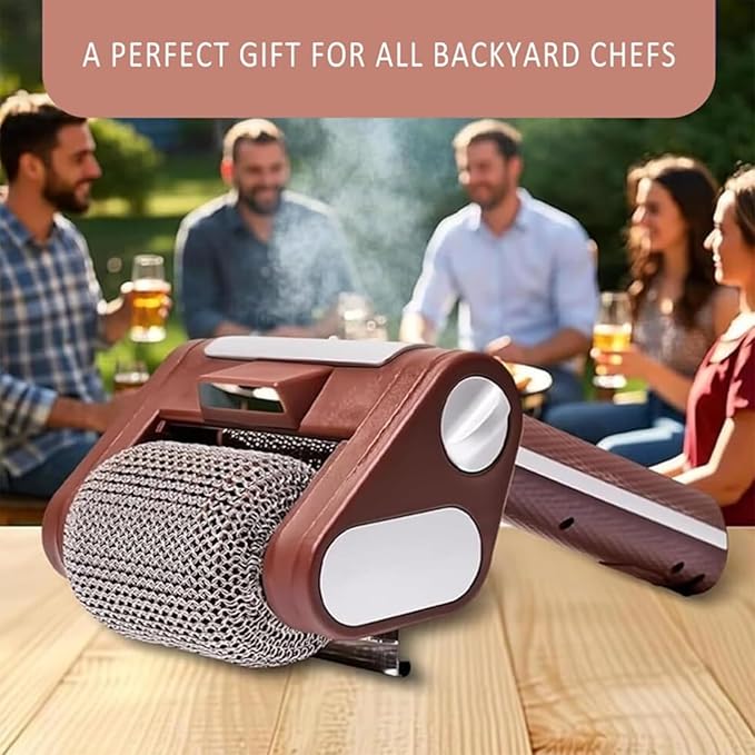 Electric Grill Cleaner with Rotating Brush Head a Highly Efficient Tool for Cleaning Grills Easily Removes Burnt Food Residue.