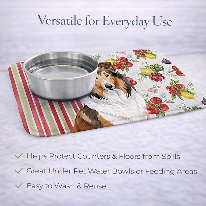 Caroline's Treasures Sable Collie Vegetables Dish Drying Mat Absorbent Dish Drying Mat Pad for Kitchen Counter Dish Drainer Mat for Countertop 14 x 21 Multicolor