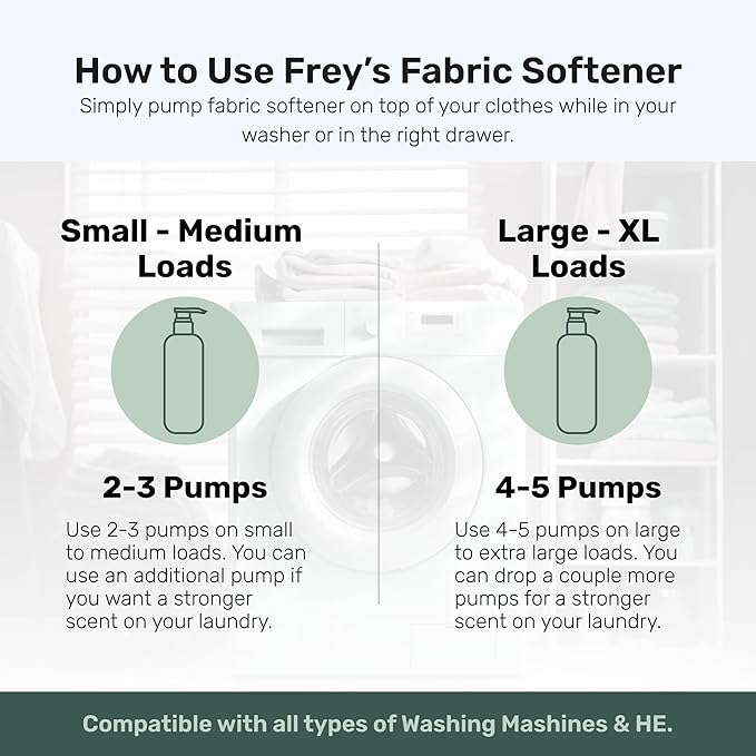 FREY Natural Liquid Fabric Softener &amp Conditioner | Laundry Softener for Clothing | Works In All Machines + HE | Powered by Natural Ingredients (2-pack Cedar Grove)