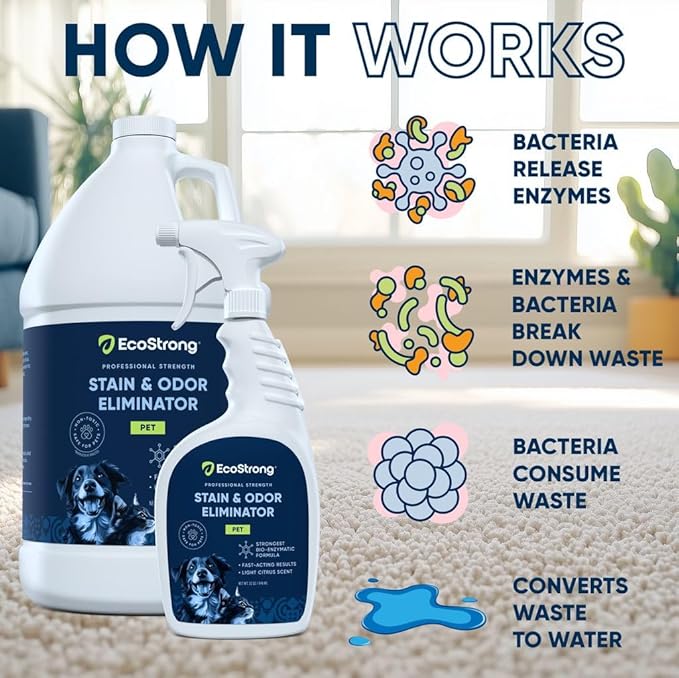 Eco Strong Pet Stain and Odor Remover - Cat Urine Enzyme Cleaner Destroyer Urine Destroyer for Dogs Pet Urine Enzyme Cleaner - 160 Oz