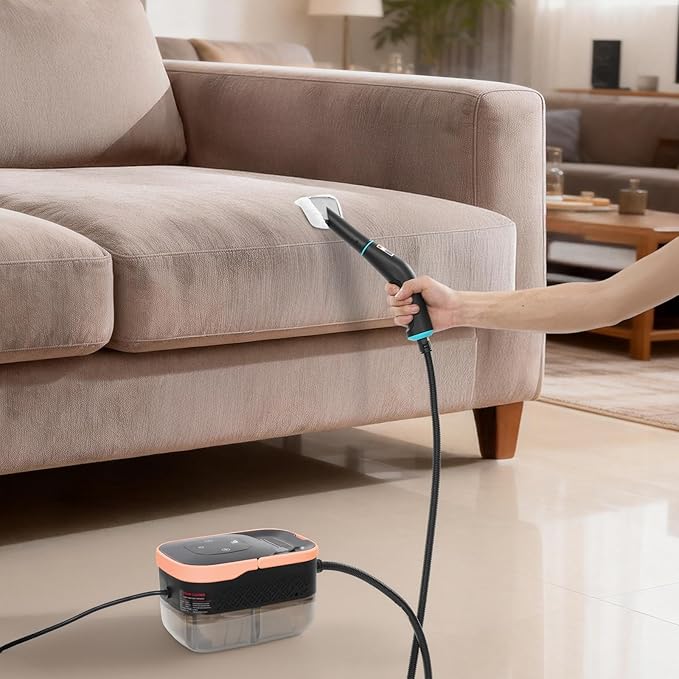 Steam Cleaner 1500W Portable Steamer for Cleaning with Various Nozzles 6 Adjustable Steam Settings 15s Heat-Up Handheld Steam Cleaner for Home for Ceramic Marble Dirt Car Floor (Rose Gold)
