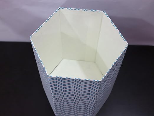 Generic Floral Hand Block Print Paper Dustbin Cotton Printed Wastebasket Indian Vintage Home Decor Hotel Room Decor (1 Sky STARIPE)