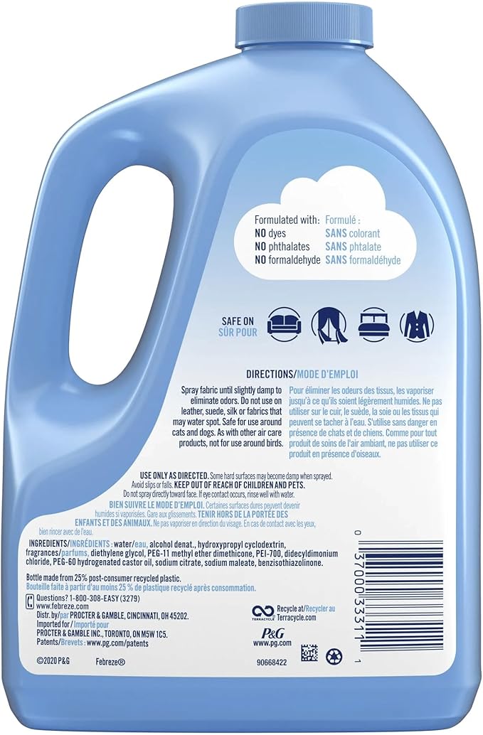Fabric Spray Air Freshener Refill 67.6 fl oz – Extra Strength Odor Fighting Fabric Refresher for Upholstery Carpets Curtains &amp Bedding – Long Lasting Home &amp Room Deodorizer Refill
