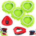 4 Pack Spin Mop Replacements Head Compatible for Oceda EasyWring 1-Tank SystemMicrofiber Spin Mop Refills Head1 Mop Scrub Brush + 1 Mop Base + 4 Pack Cleaning Floor Mop Head（Green)