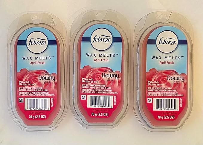 Febreze April Fresh Wax Melts 3 Packs of 6 Wax Melt Warmer Cubes per Pack Each pack is 2.5 OZ of Air Freshener