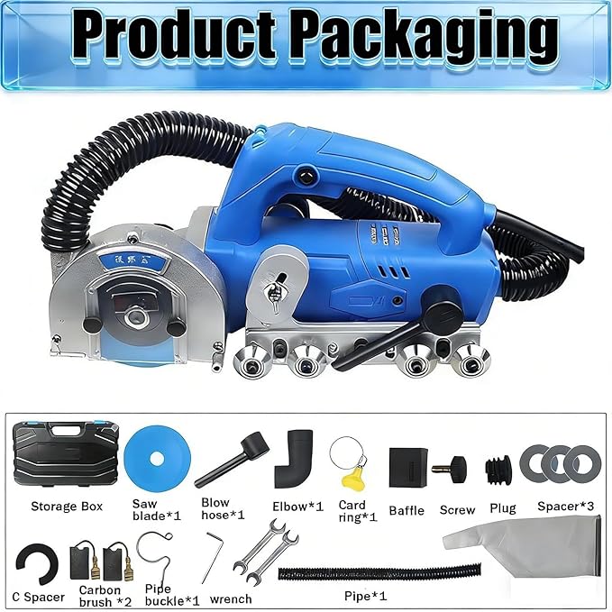 Tile And Grout Cleaning Machine 1200W - Electric Grout Remover With Vacuum 9000r/min High RPM Includes Saw Blades For Deep Cleaning Tile Joints &amp Lines(110V1.7mm)