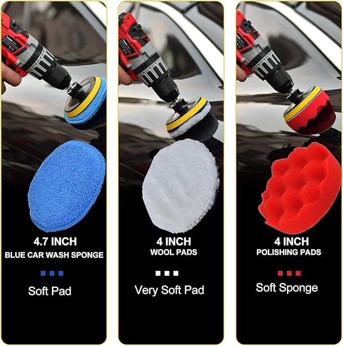 Shieldpro 45 Piece Drill Brush Attachment Set All Purpose Power Clean Scrubber Brush Scrub Pads &amp Sponge with Extend Long Attachment for Bathroom KitchenGroutTubTileCorners Auto