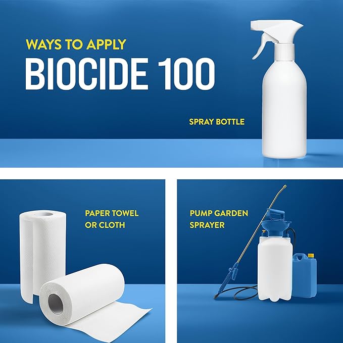 Biocide 100 EPA Registered Mold Mildew and Fungi Remover Cleaner and Disinfectant | Eliminates Household Mold Spores Bacteria Germs Viruses | Non-Toxic and Safe | 1-Quart