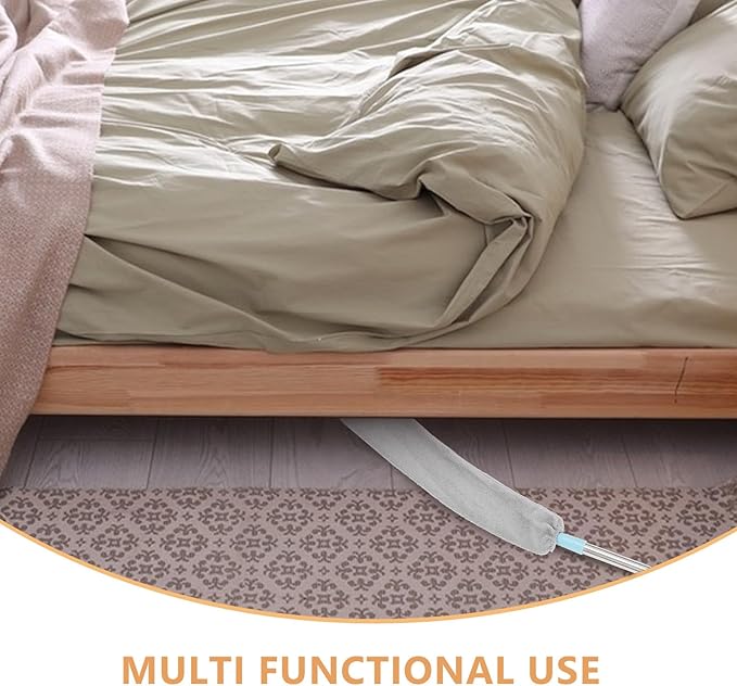 Long Handle Retractable Duster for Home Cleaning with Extendable Pole Gap Dust Cleaner for Ceiling Fans Under Furniture and High Reach Appliance Dust Removal