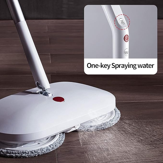 Cordless Electric Spin Mop Power Mop with 4 Floor Scrubber Pads/Automatic Cleaning Bucket/Water SprayerLightweight &amp RechargeableSuitable for Wooden Marble Tile Hardwood Floor.