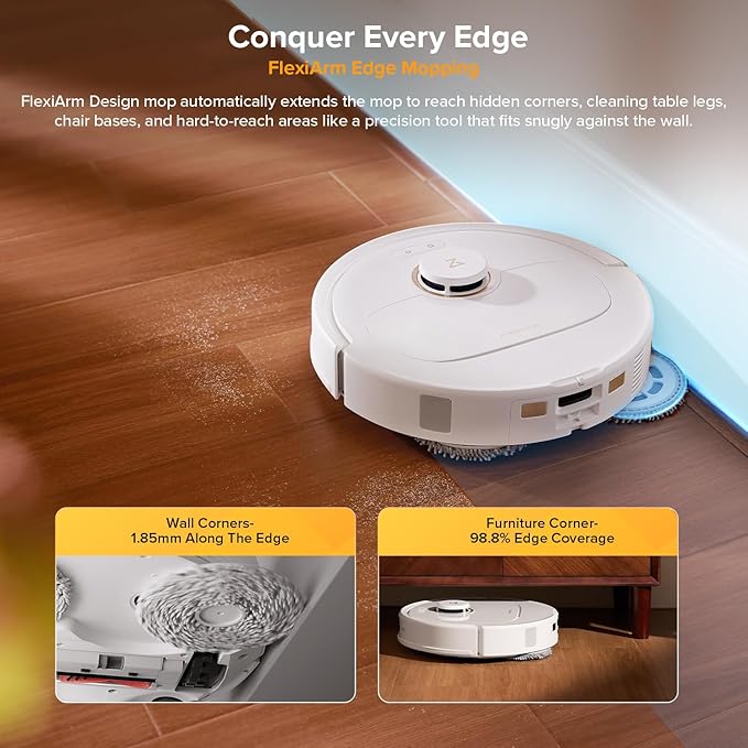 roborock Qrevo S5V Robot Vacuum and Mop FlexiArm Edge Mopping 12000Pa Suction Dual Zero-Tangle System Smart Obstacle Avoidance 10mm Mop Lifting Auto Mop Washing &amp Warm Air Drying White