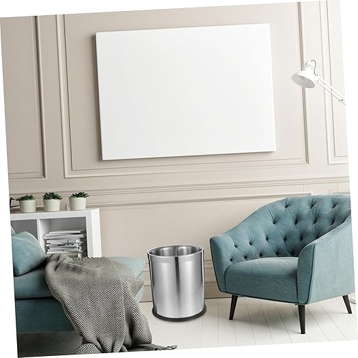 OUNONA Stainless Steel Bathroom Garbage Can Wastebasket for Home Office Dorm and Restaurant Sleek Modern Design for Efficient Waste Management Easy to Clean